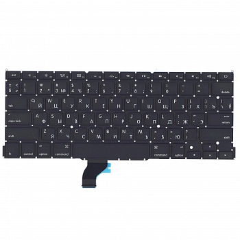 Клавиатура для ноутбука Apple MacBook A1502, черная, плоский Enter