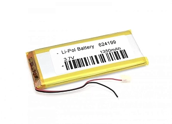 Аккумуляторная батарея Li-Pol (6.2x41x99мм), 2pin, 3.7В, 1350мАч
